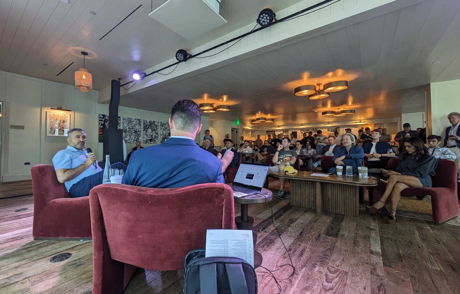 CEO speaking to entrepreneurs at Soho House mastermind event