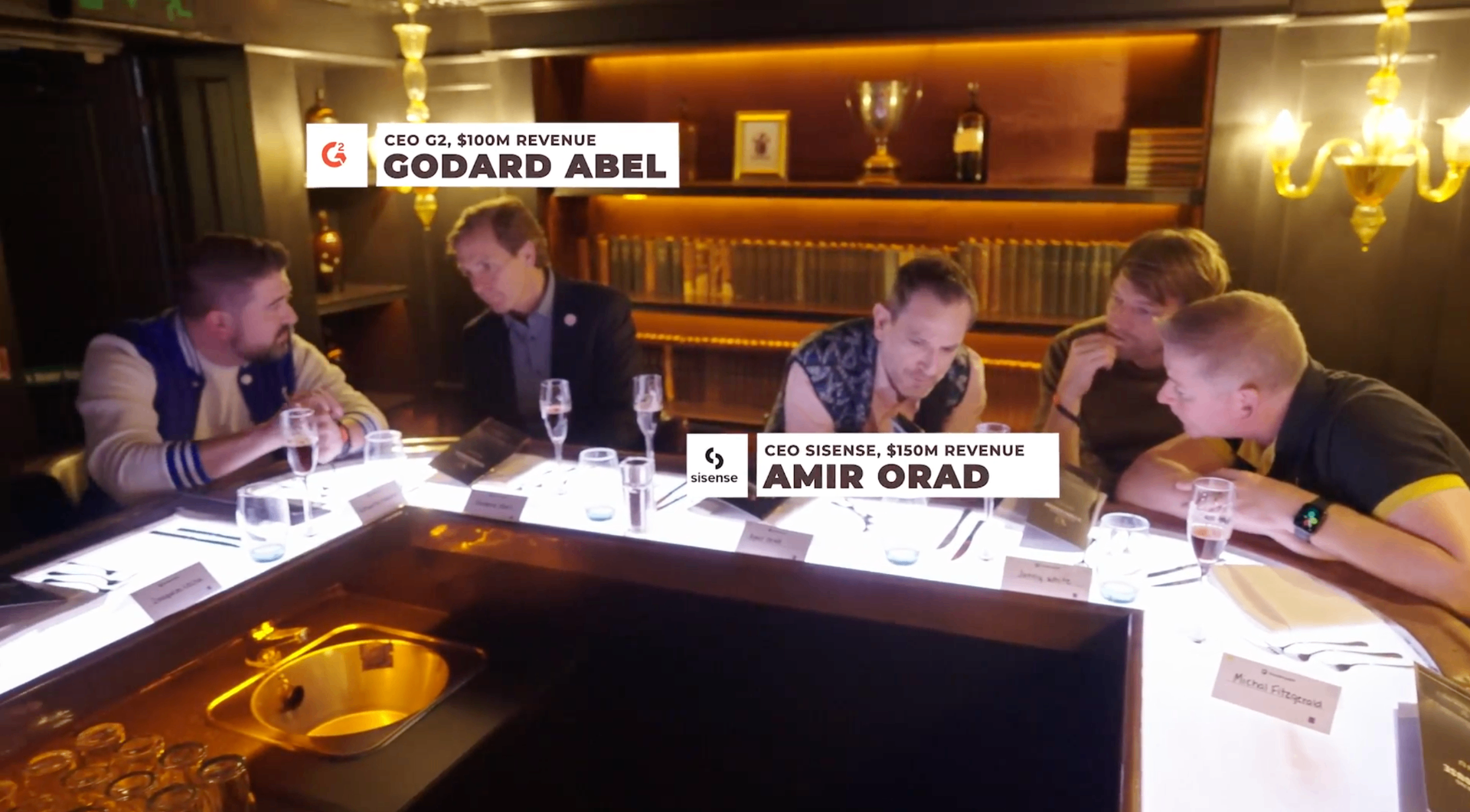 High-revenue CEOs including Godard Abel and Amir Orad in private mastermind session